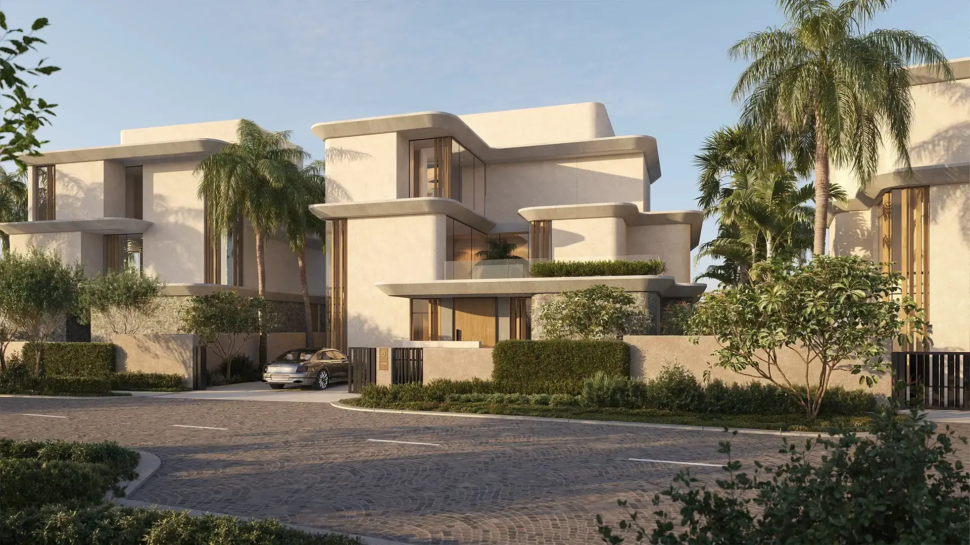 Anantara Residences – modern villa facades with driveway and landscaping
