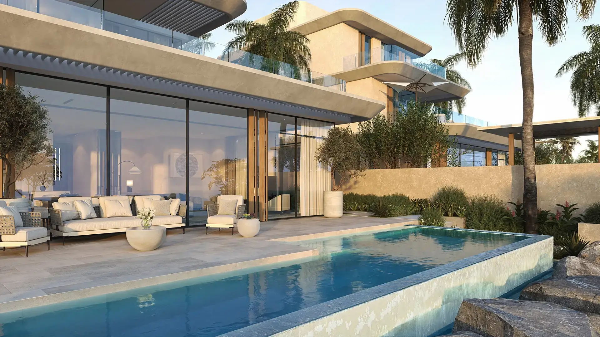 Anantara Residences – villa terrace with outdoor lounge seating and a private infinity pool