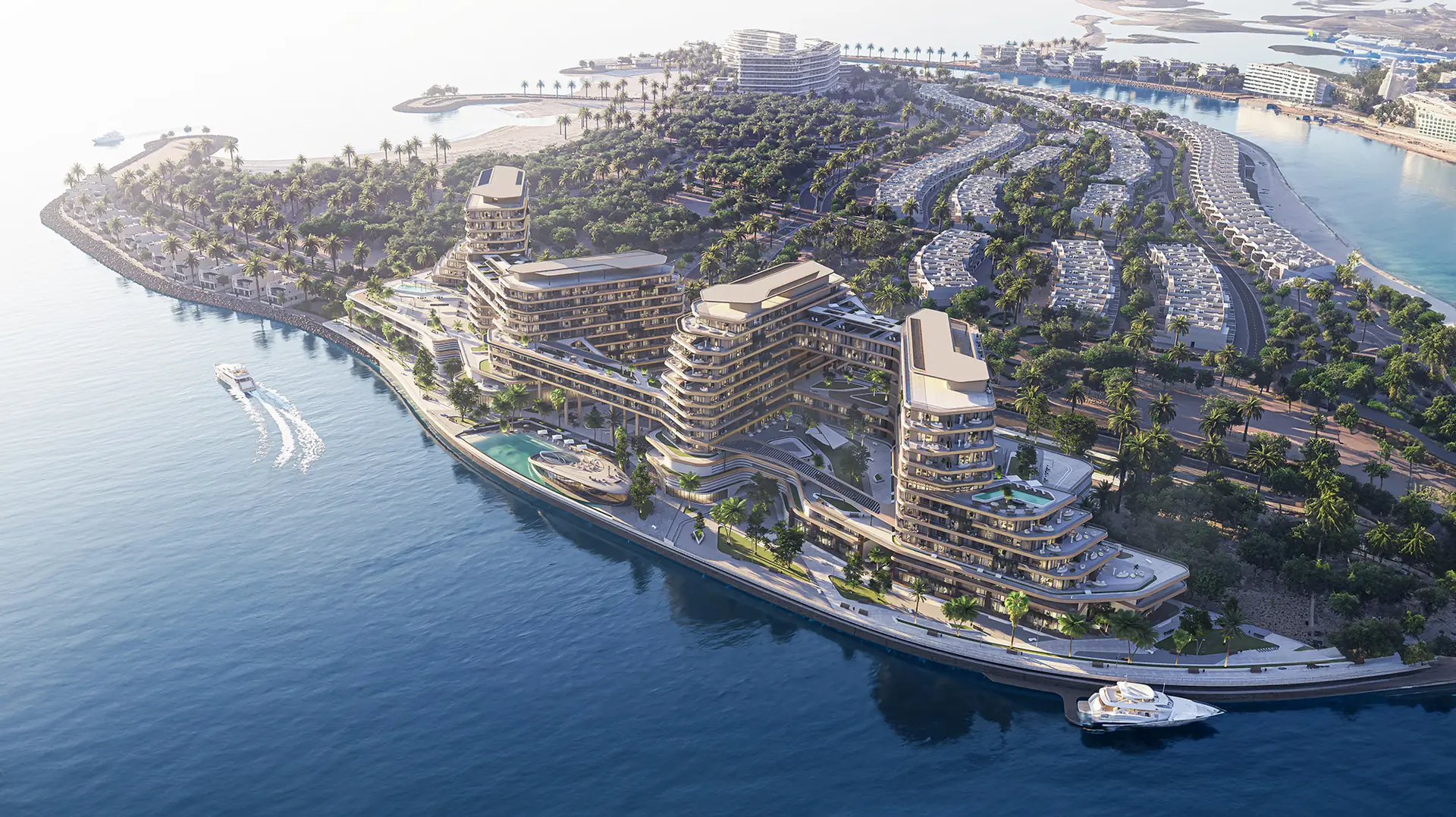 Quattro Del Mar – aerial view of buildings along the island coastline